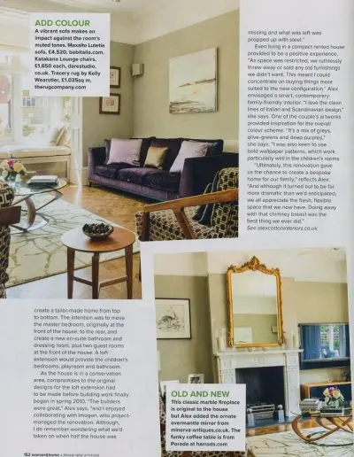 Woman and Home feature on Alex Cotton Interiors